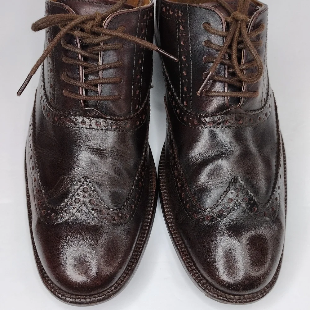 Cole Haan Men's Brown Leather Lace Up Wingtip Dress Oxfords Shoes Size 8M